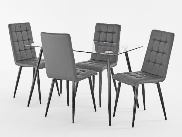 Parma Glass Table, Barcelona Fabric Grey chairs - Image 2